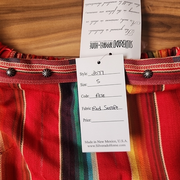 Silverado Western Rese Serape Shirt Red Multicolored Striped Off Shoulder Size S - Picture 8 of 16